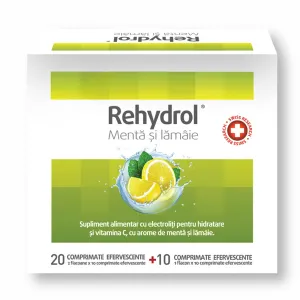 Rehydrol menta si lamiae, 30 comprimate effervescente, MBA
